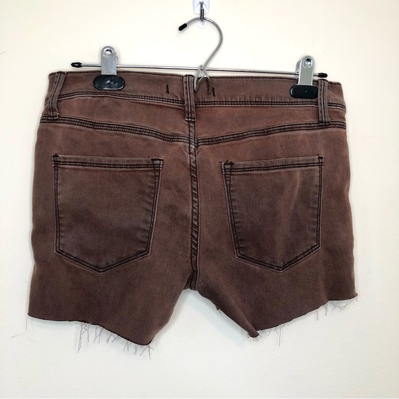 Free People Brown Denim Jean Cutoff Distressed Shorts Size 26 - Picture 3 of 5